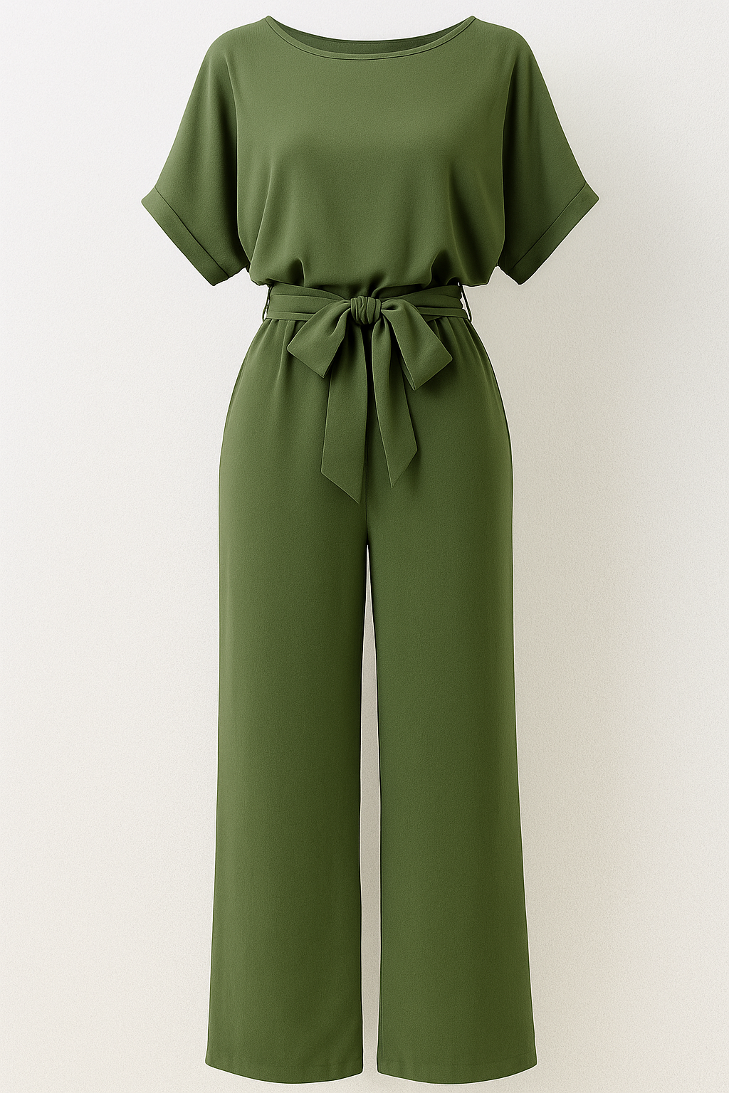 Addison | Tuta Elegante con Cintura a Fiocco e Maniche Corte - Verde - 12/28/2024 jumpsuit Summer/Jumpsuit - Concept Palermo