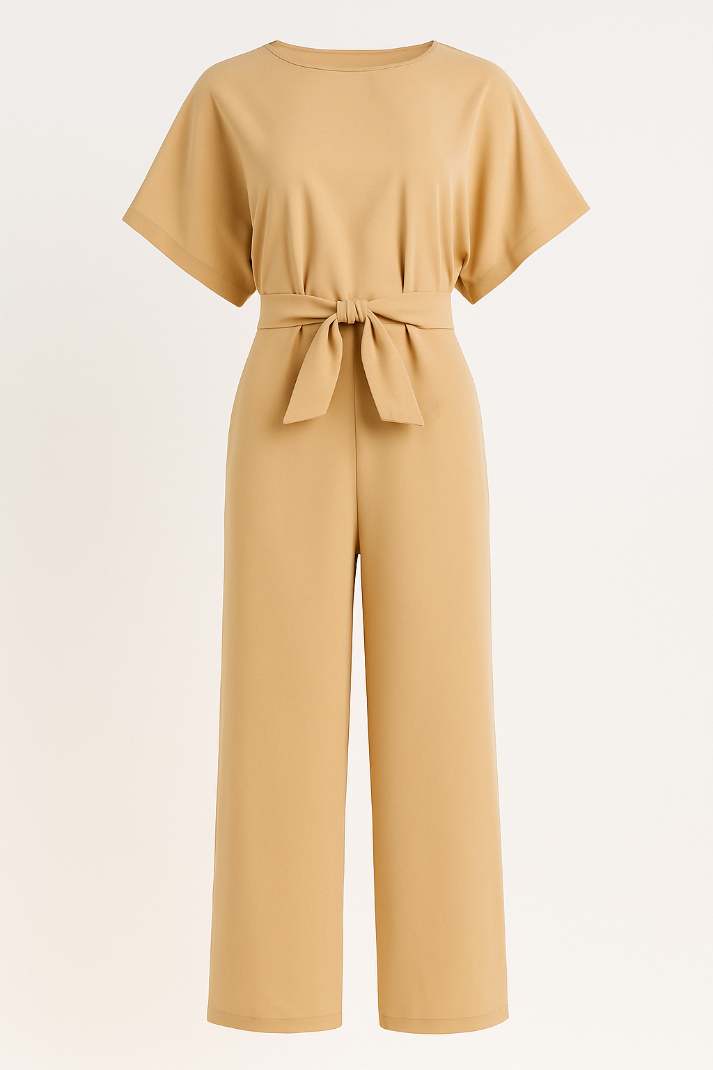 Addison | Tuta Elegante con Cintura a Fiocco e Maniche Corte - Beige - 12/28/2024 jumpsuit Summer/Jumpsuit - Concept Palermo