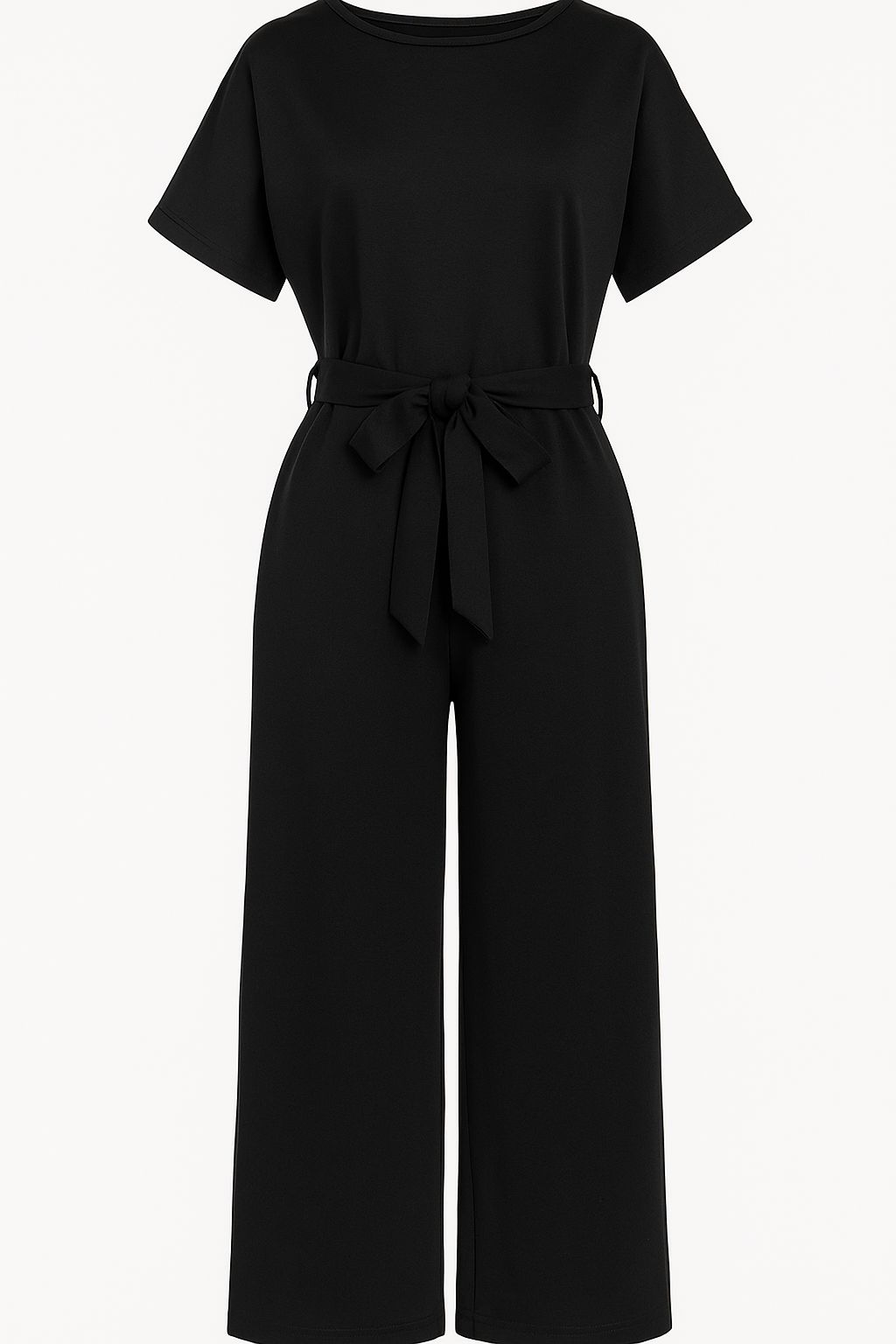 Addison | Tuta Elegante con Cintura a Fiocco e Maniche Corte - Nero - 12/28/2024 jumpsuit Summer/Jumpsuit - Concept Palermo