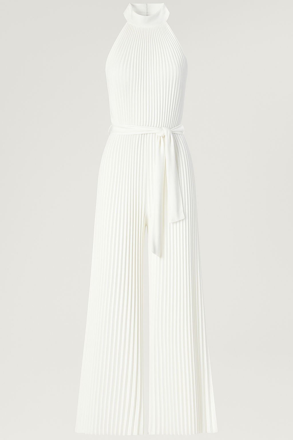 Vivian | Tuta Elegante Plissettata con Collo Halter e Cintura in Vita - Bianco - 12/28/2024 Summer/Jumpsuit - Concept Palermo