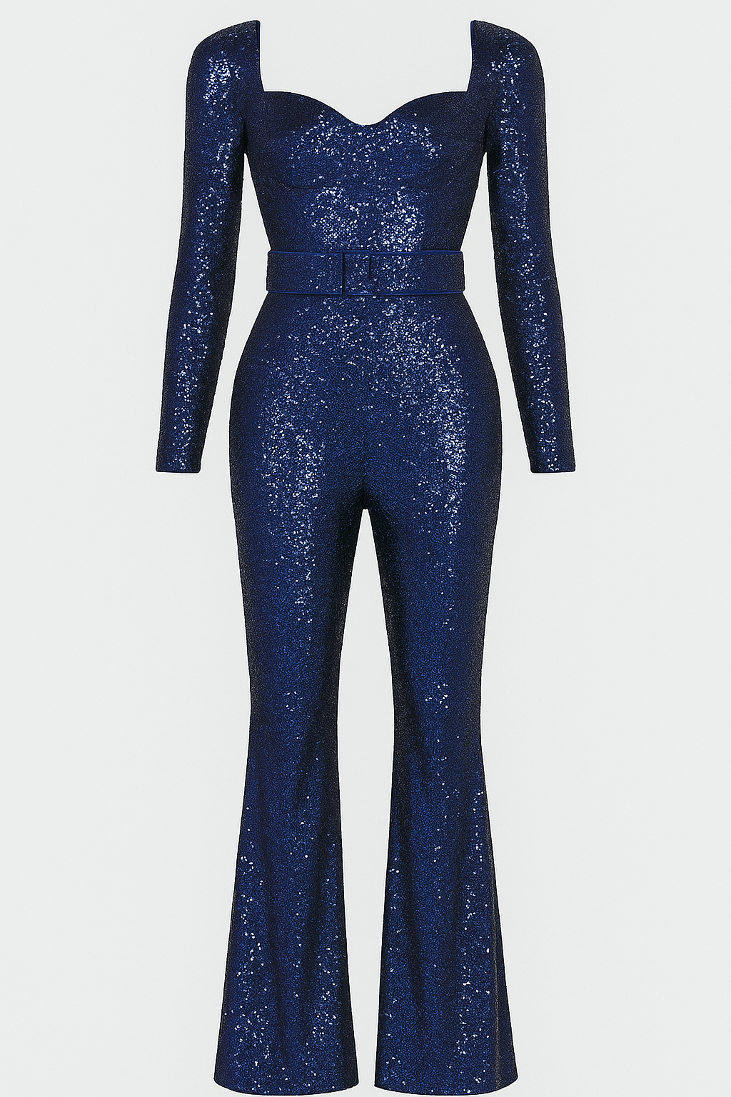 Gloria | Tuta Luminosa con Paillettes e Maniche Lunghe - Blu - 12/28/2024 jumpsuit Summer/Jumpsuit - Concept Palermo
