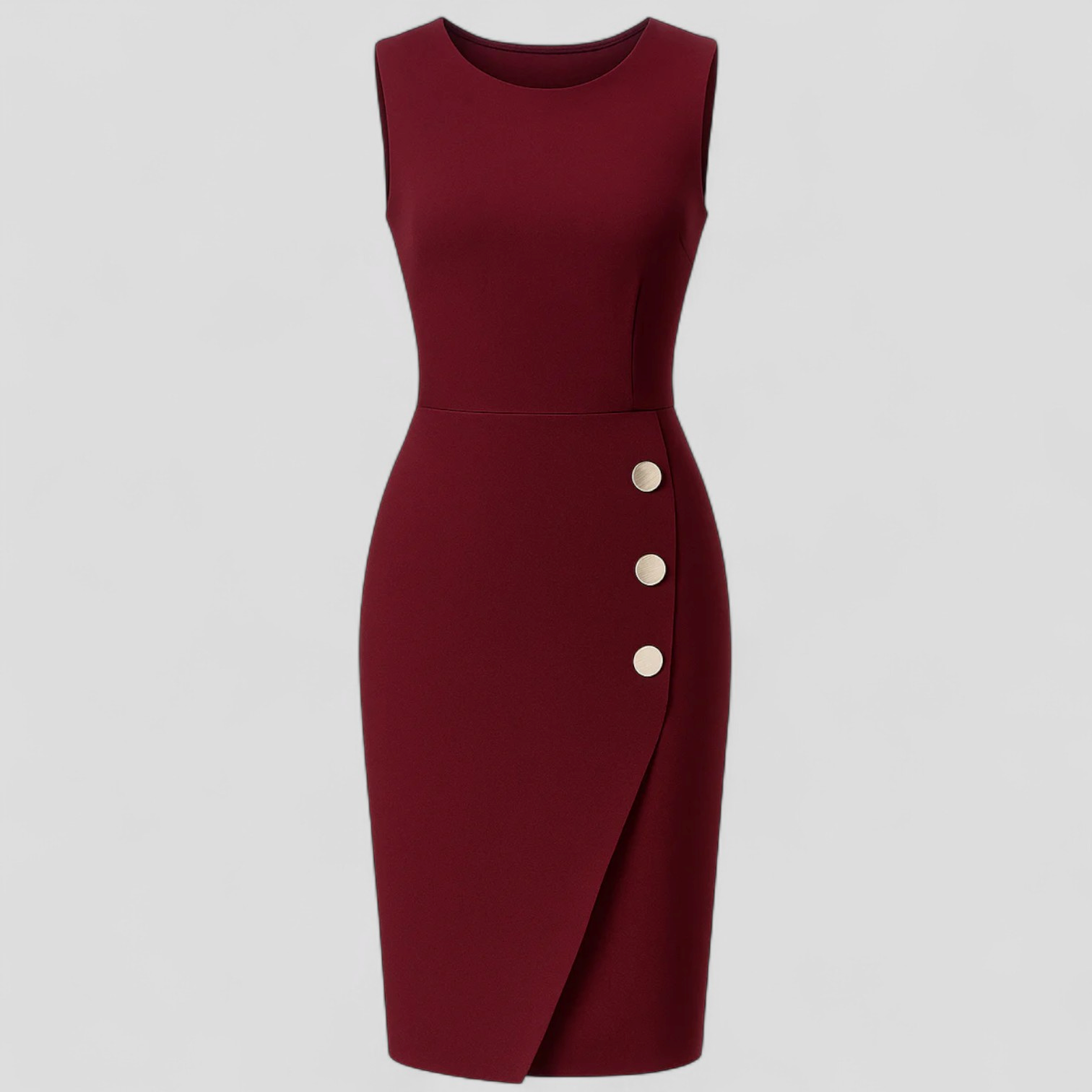 Teresa | Abito Elegante Senza Maniche con Bottoni Decorativi Asimmetrici - Rosso - +5 GOOD OLD Summer/Dresses - Concept Palermo