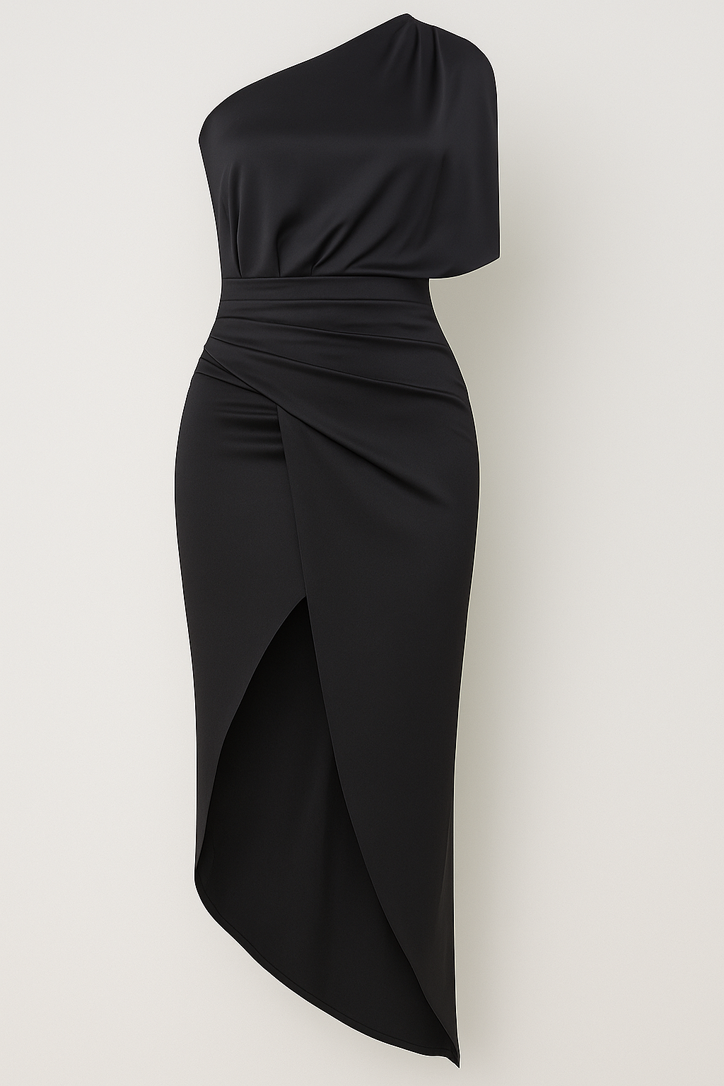 Eveline | Abito Monospalla in Raso con Spacco Elegante - Nero - +5 elegant dresses elegant_dresses-ai GOOD OLD Summer/Dresses trendy dress women's dress - Concept Palermo