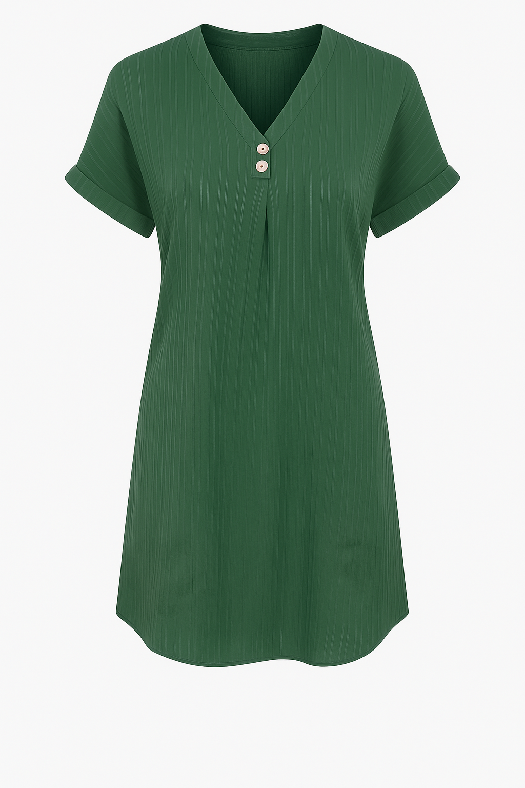 Jasmijn | Abito estivo casual in cotone a coste con bottoni decorativi - Verde - +5 GOOD OLD Summer/Dresses - Concept Palermo