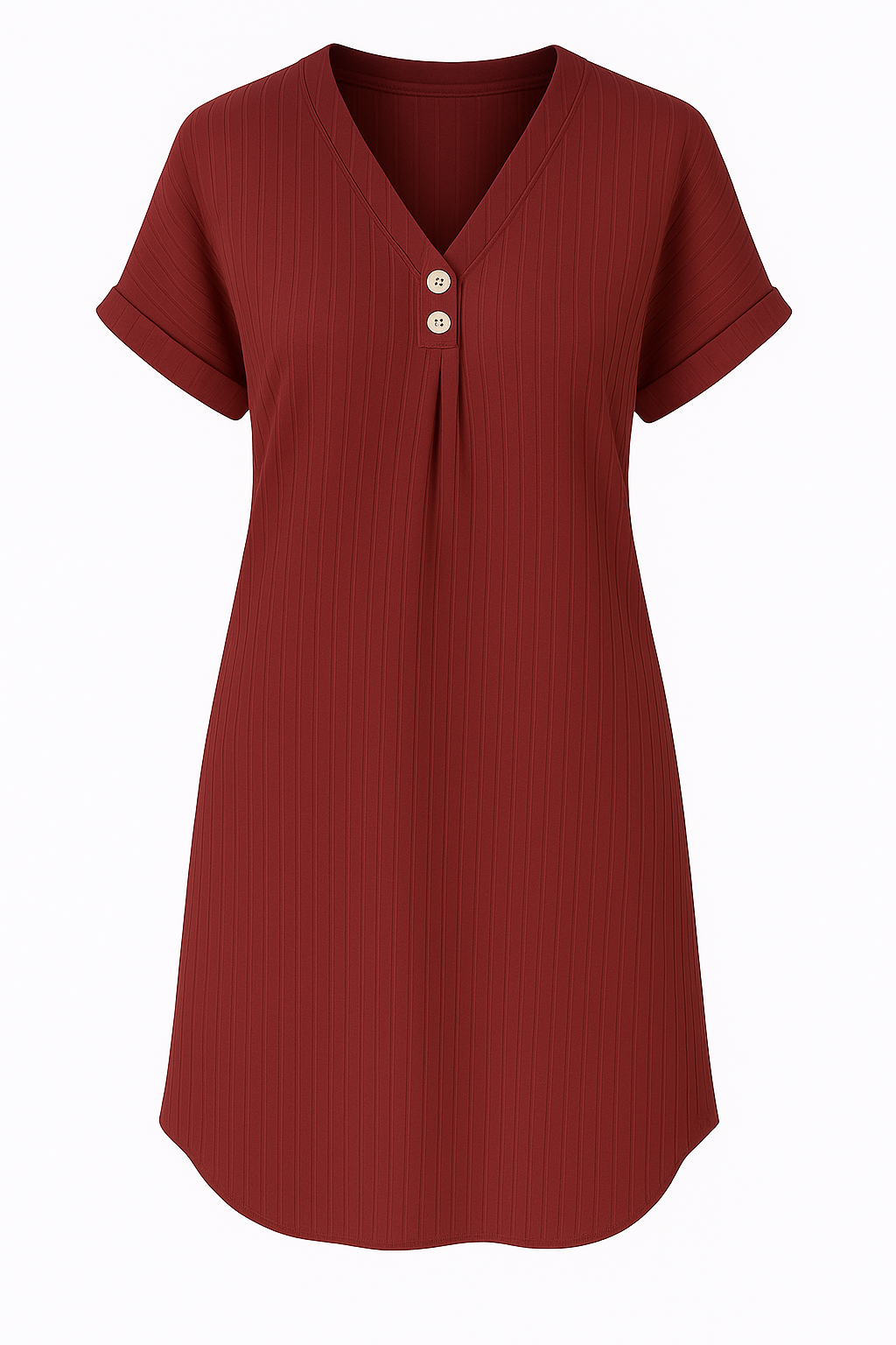 Jasmijn | Abito estivo casual in cotone a coste con bottoni decorativi - Rosso - +5 GOOD OLD Summer/Dresses - Concept Palermo