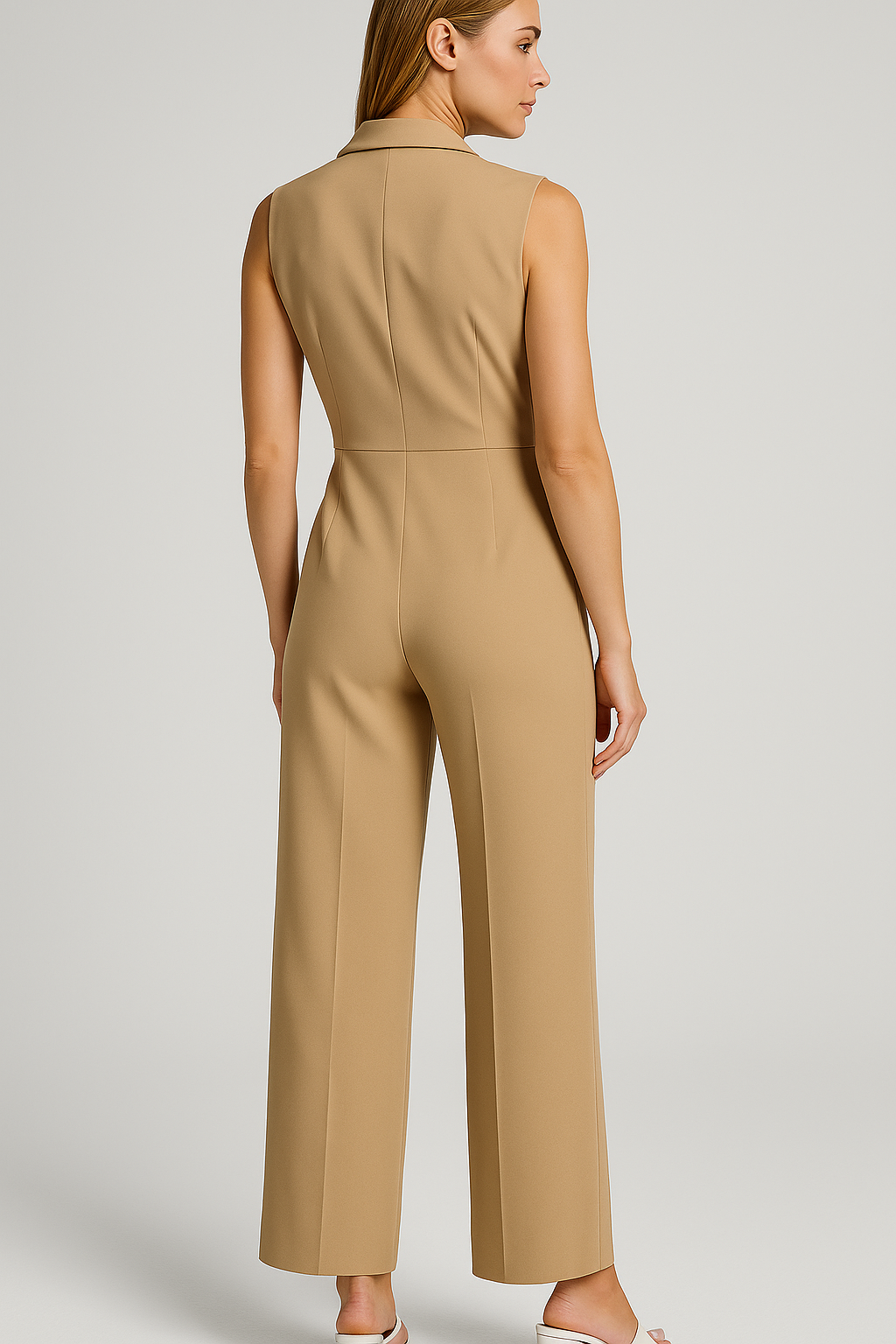 Veronica | Tuta Elegante Senza Maniche con Collo a Revers e Pantaloni a Gamba Larga - - jumpsuit jumpsuit elegante jumpsuit estivo - Concept Palermo