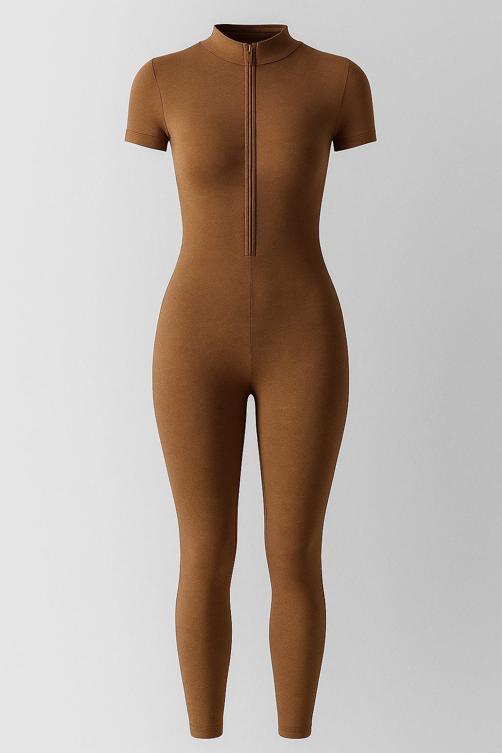 Giulia | Tuta Sportiva Elasticizzata a Maniche Corte con Zip Frontale - Caffè - Casual/Sporty set sportivo uomo sports - Concept Palermo