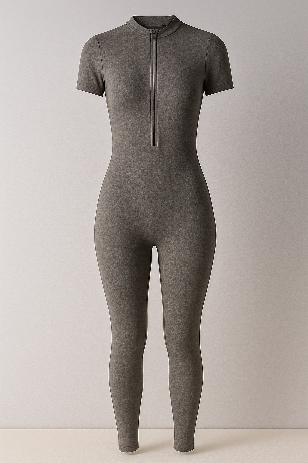 Giulia | Tuta Sportiva Elasticizzata a Maniche Corte con Zip Frontale - Grigio Scuro - Casual/Sporty set sportivo uomo sports - Concept Palermo