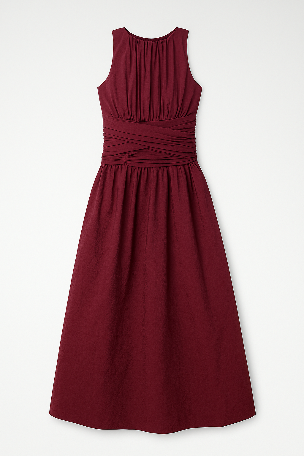 Selene | Vestito midi a figura con spalline sottili e spacco laterale - Borgogna - armygreen black blue burgundy casual dress clothing coll:dresses coll:trending coll:work_chic coll:workleisure crew neck daily daily casual dresses home in_six_month inner sample invisible zipper leisure maxi non-stretch not_low_sales photo_model regular regular fit side pleated sleeveless spring spupresale summer wedding white women work woven fabric - Concept Palermo