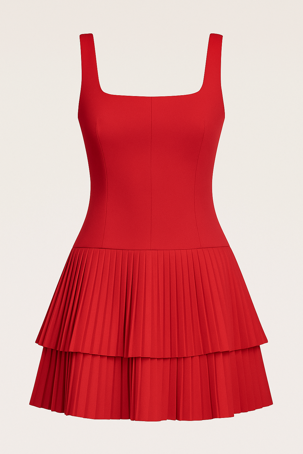 Giulia – Abito Corto con Gonna Plissé a Balze - Rosso - beyond impact black blue cathryn-d clothing coll:dresses coll:work_chic coll:workleisure daily dresses elegant flashsale2023 hm selected in_six_month inner sample invisible zipper joey select2 leisure memorial day sale no not_low_sales photo_model pink pleated red regular regular fit short sleeveless slight stretch spring square neck summer white women work woven fabric yellow - Concept Palermo
