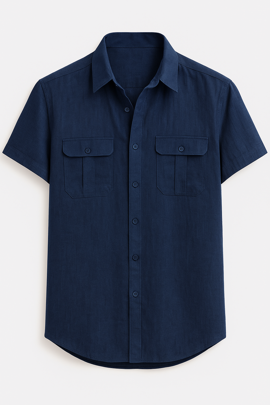 Vico | Camicia estiva da uomo in lino con maniche corte e tasche anteriori - Blu navy - men's polo shirt shirts & polos Shirts und Polos - Concept Palermo