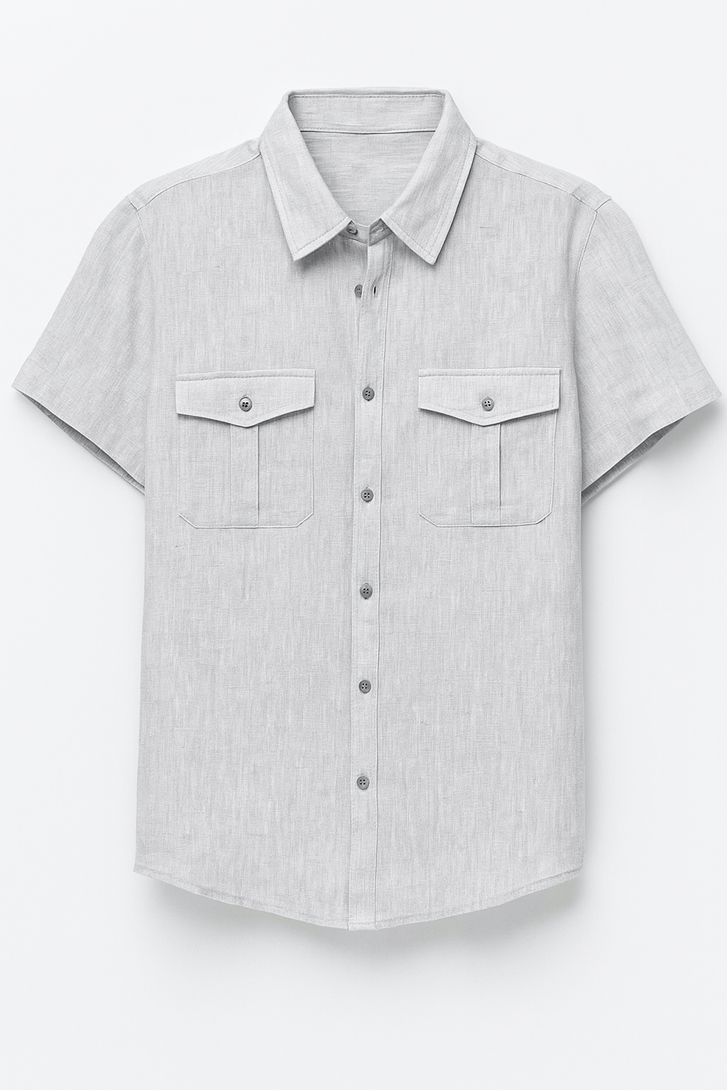 Vico | Camicia estiva da uomo in lino con maniche corte e tasche anteriori - Grigio - men's polo shirt shirts & polos Shirts und Polos - Concept Palermo