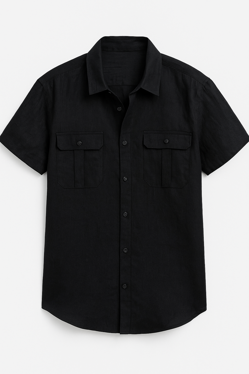 Vico | Camicia estiva da uomo in lino con maniche corte e tasche anteriori - Nero - men's polo shirt shirts & polos Shirts und Polos - Concept Palermo