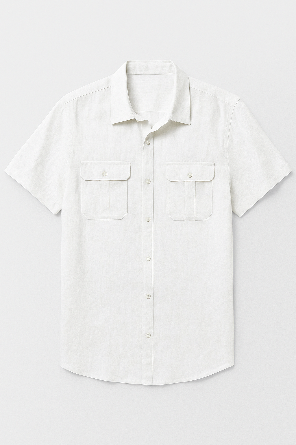 Vico | Camicia estiva da uomo in lino con maniche corte e tasche anteriori - Bianco - men's polo shirt shirts & polos Shirts und Polos - Concept Palermo