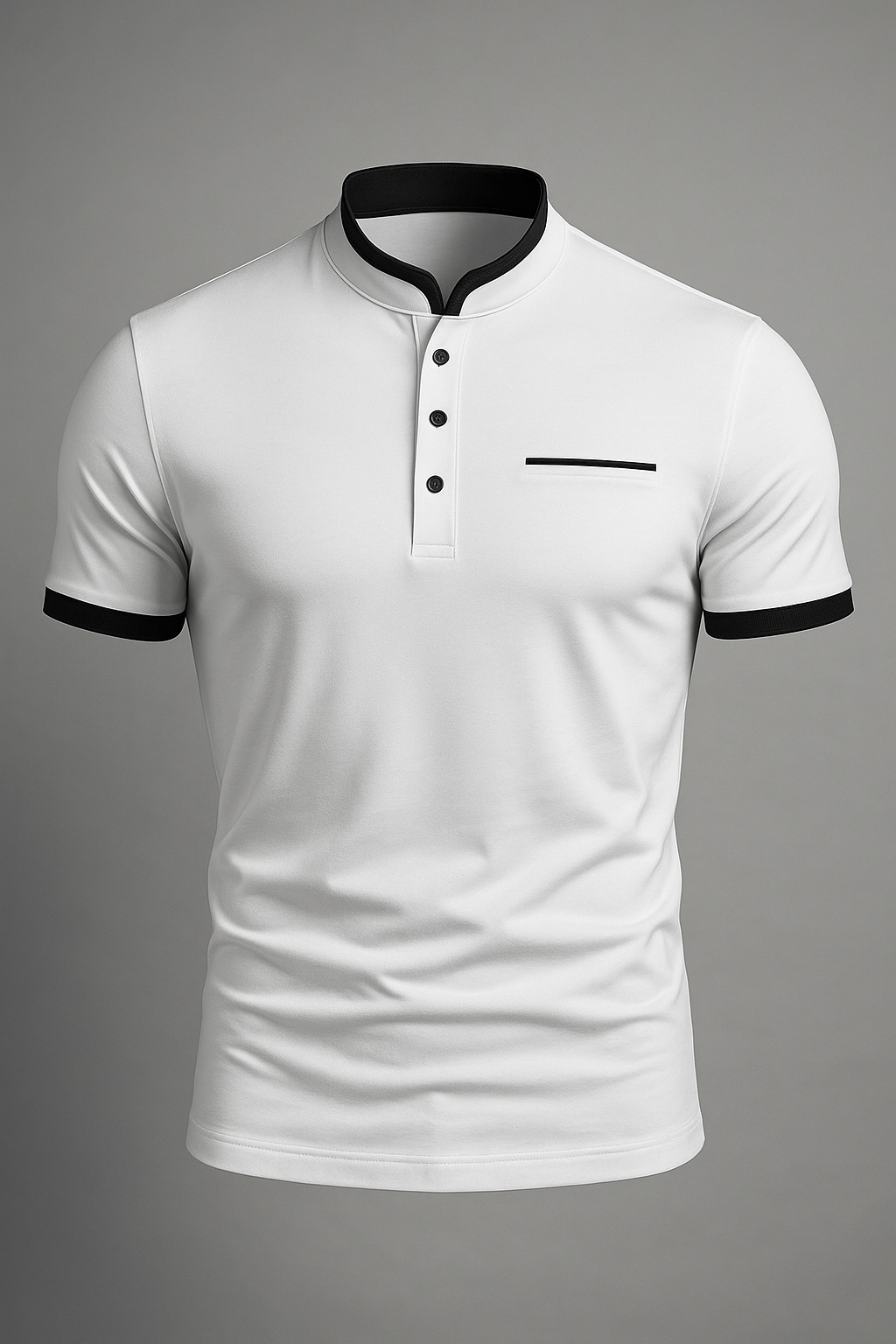 Logan | Polo da Uomo Slim Fit con Colletto alla Coreana - Bianco - men's polo men's polo shirt shirts & polos Shirts und Polos - Concept Palermo