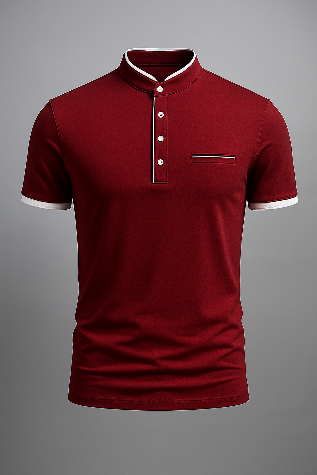 Logan | Polo da Uomo Slim Fit con Colletto alla Coreana - Rosso - men's polo men's polo shirt shirts & polos Shirts und Polos - Concept Palermo