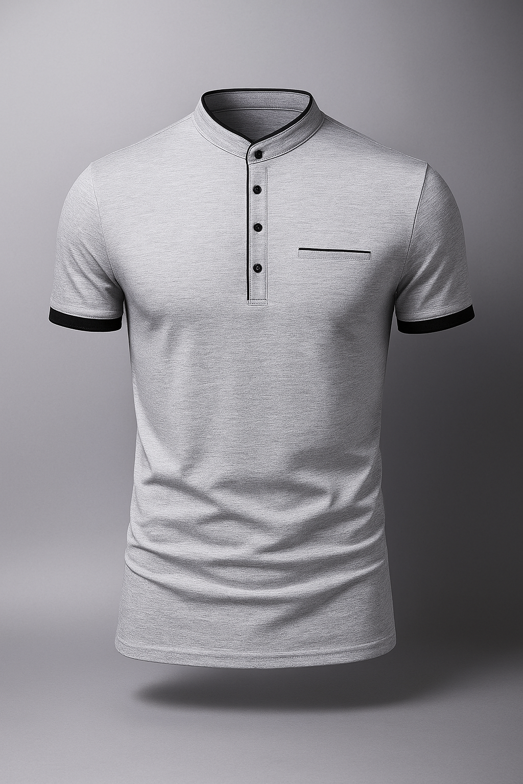 Logan | Polo da Uomo Slim Fit con Colletto alla Coreana - Grigio - men's polo men's polo shirt shirts & polos Shirts und Polos - Concept Palermo