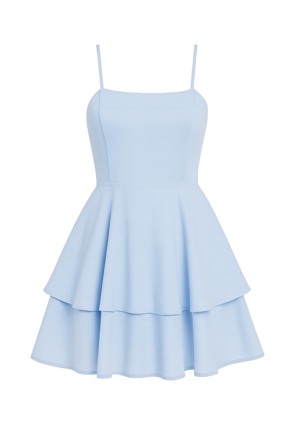 Sienna | Abito estivo corto con spalline a spaghetti e volant - Blu - Frauen Kleider Summer women - Concept Palermo