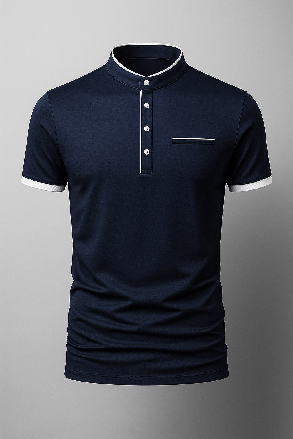 Logan | Polo da Uomo Slim Fit con Colletto alla Coreana - Blu marino - men's polo men's polo shirt shirts & polos Shirts und Polos - Concept Palermo