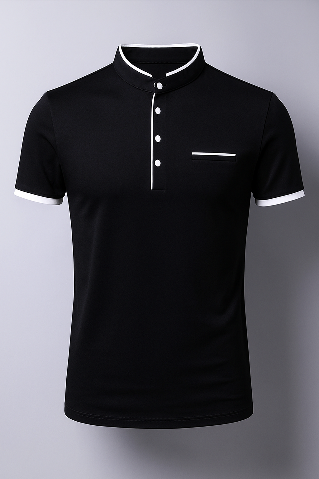 Logan | Polo da Uomo Slim Fit con Colletto alla Coreana - Nero - men's polo men's polo shirt shirts & polos Shirts und Polos - Concept Palermo