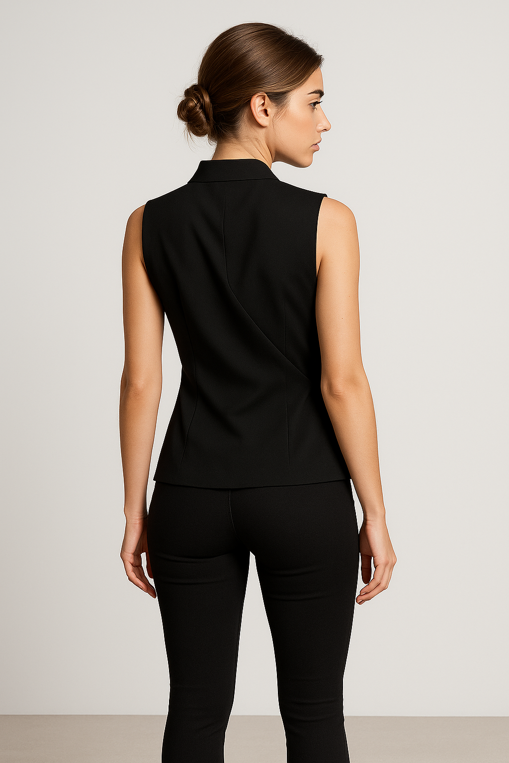 Elena | Blusa senza maniche con scollo a V e colletto alto - - fashion Frauen Oberteil - Concept Palermo