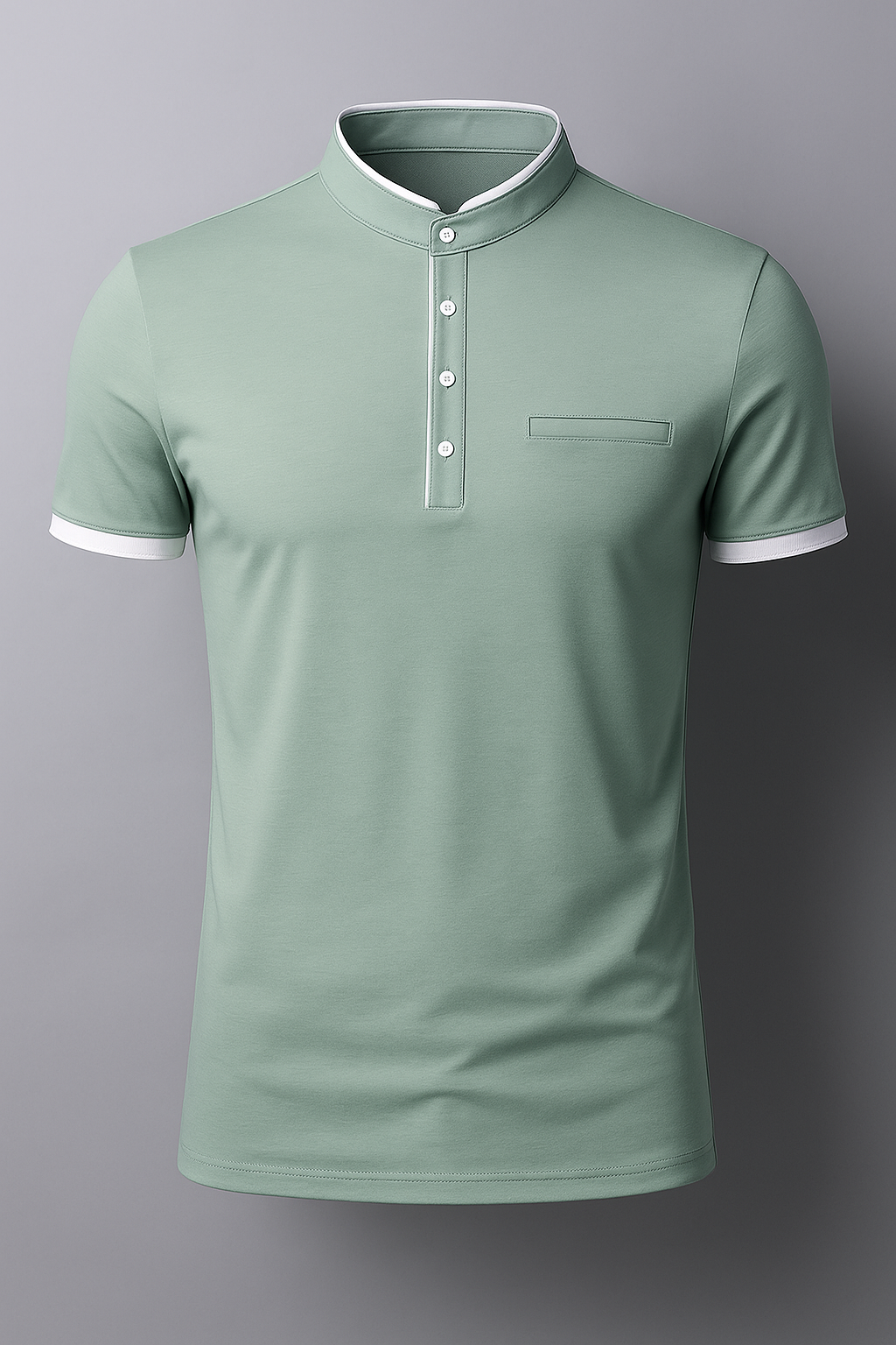 Logan | Polo da Uomo Slim Fit con Colletto alla Coreana - Verde - men's polo men's polo shirt shirts & polos Shirts und Polos - Concept Palermo