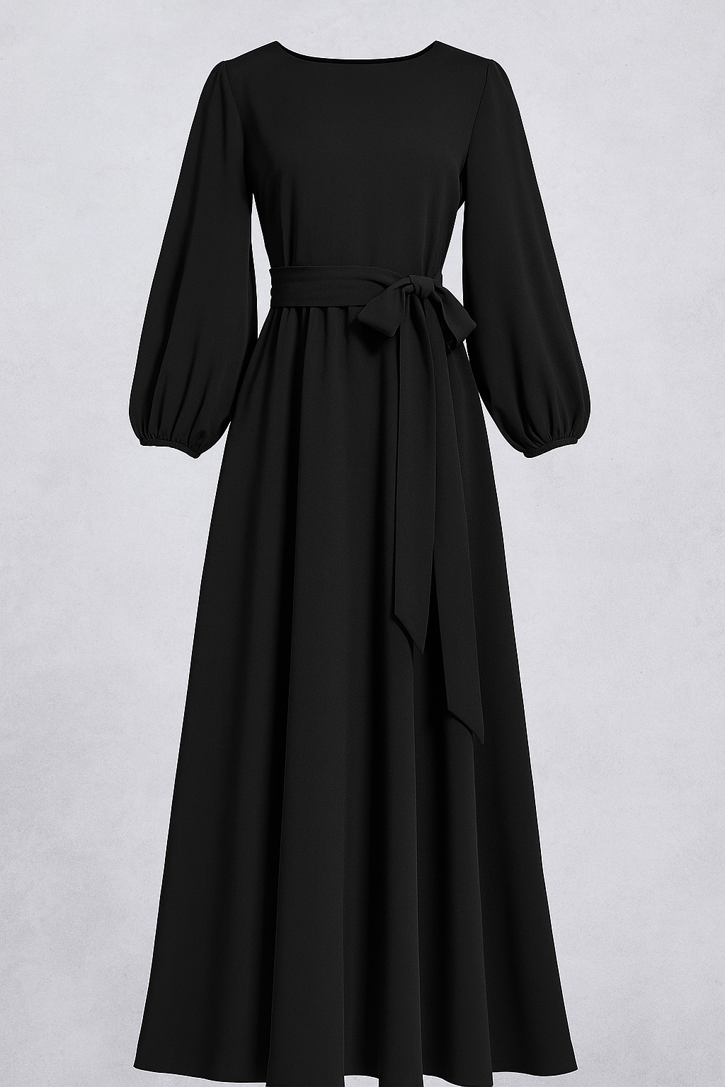 Clara | Maxi abito elegante con cintura - Nero - fashion Frauen Kleider langes Kleid - Concept Palermo