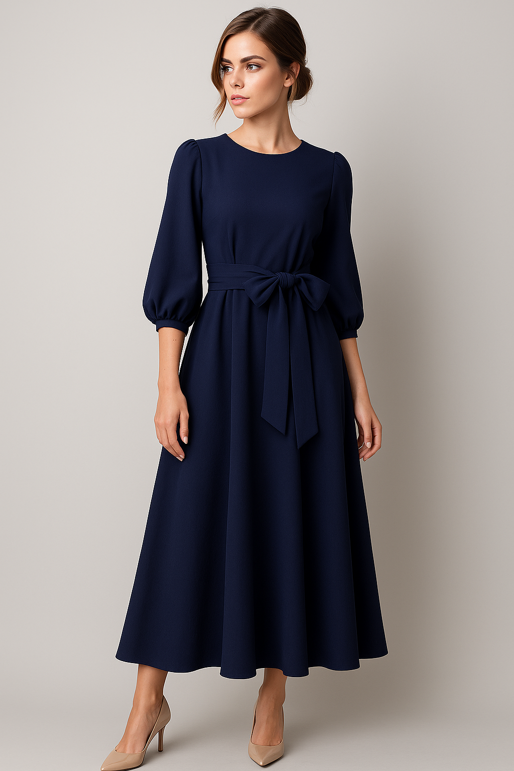 Clara | Maxi abito elegante con cintura - - fashion Frauen Kleider langes Kleid - Concept Palermo