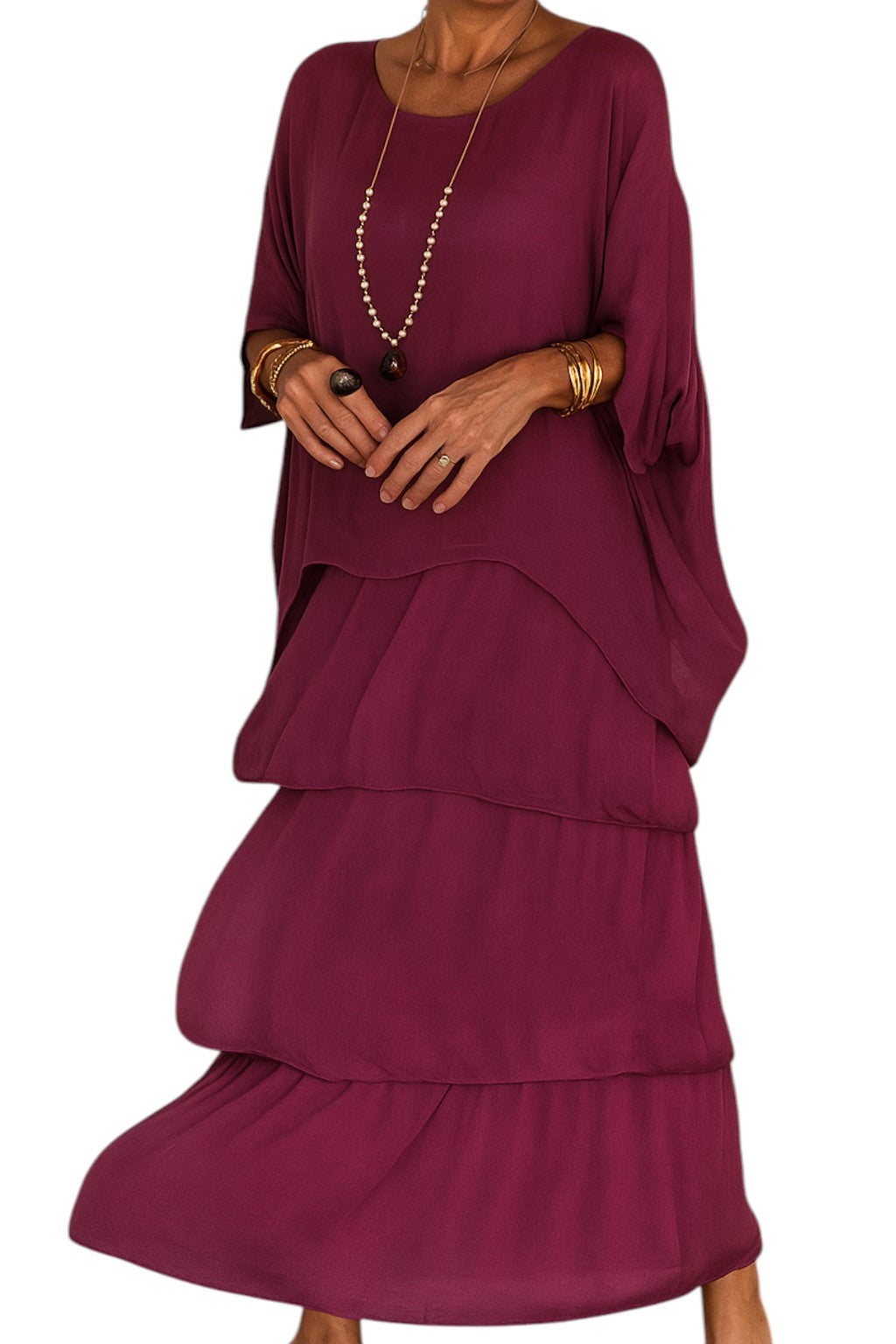 Palma | Abito Elegante Donna A-Line Maxi - Rosa - Abito A-Line Abito autunnale Abito casual Abito elegante Abito in poliestere Abito maxi Abito per festività Abito primaverile Abito stile artistico Vestito versatile - Concept Palermo