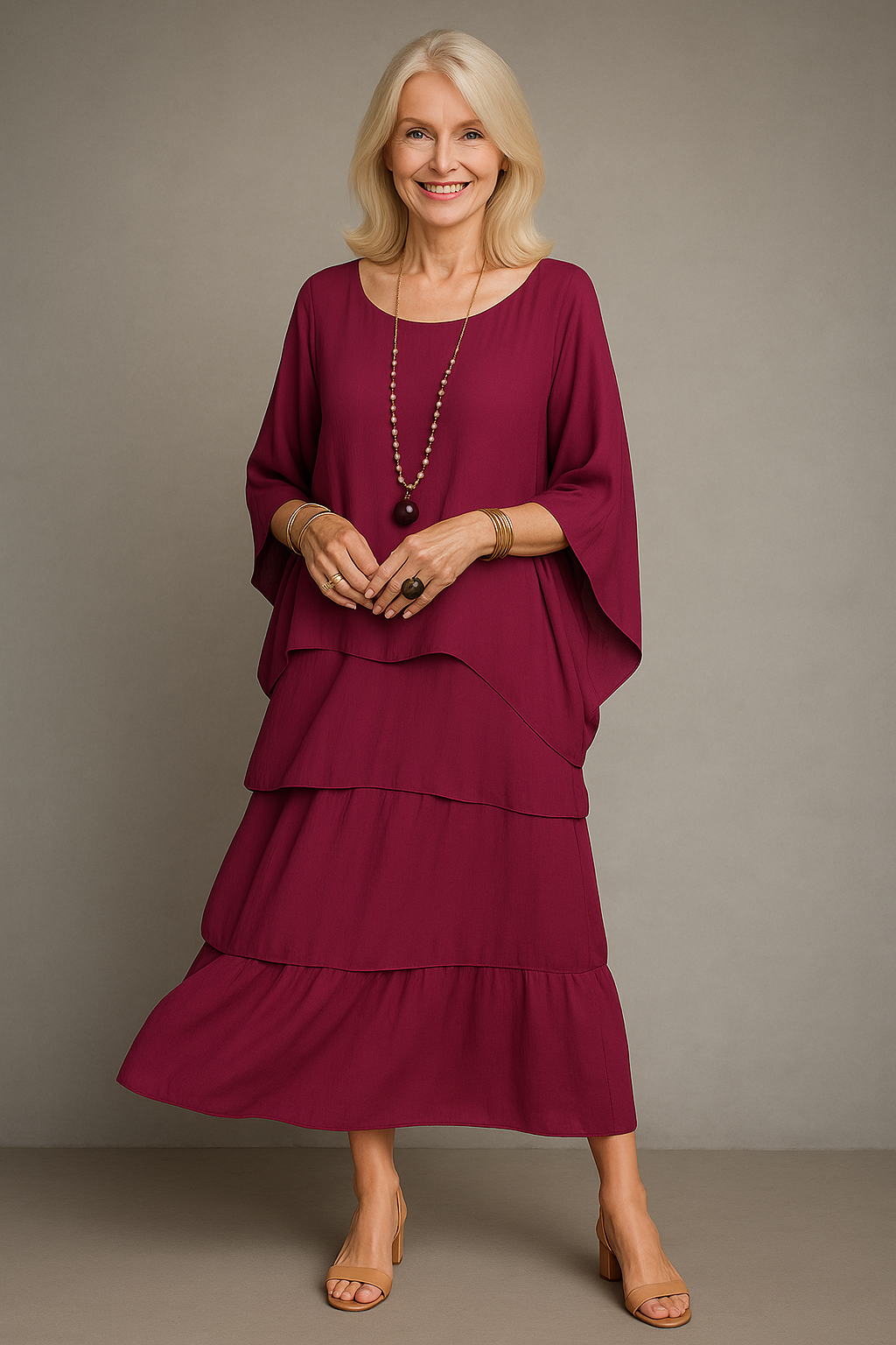 Palma | Abito Elegante Donna A-Line Maxi - - Abito A-Line Abito autunnale Abito casual Abito elegante Abito in poliestere Abito maxi Abito per festività Abito primaverile Abito stile artistico Vestito versatile - Concept Palermo