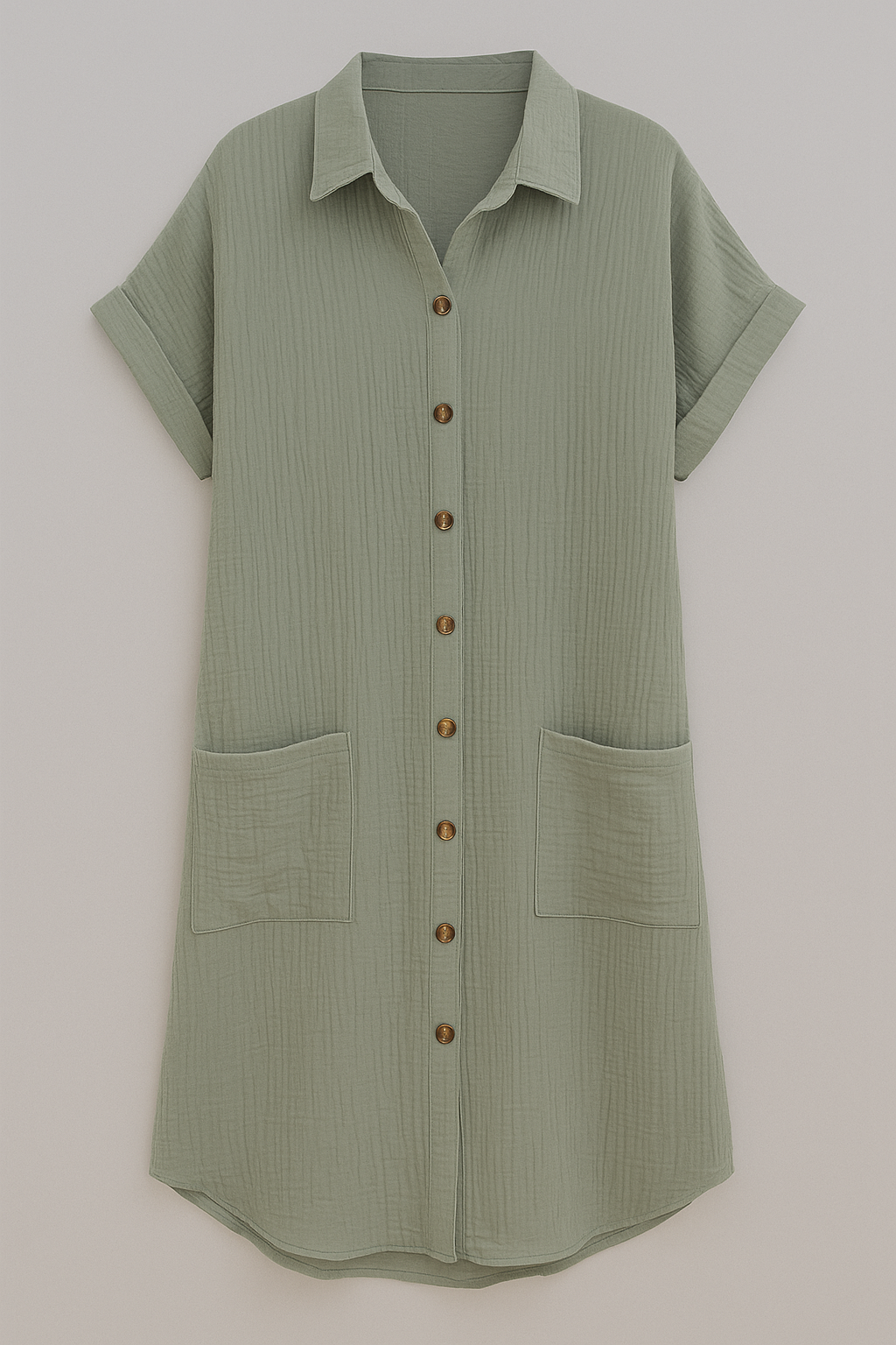 Margaret | Abito Camicetta in Vaffelbomull con Bottoni - Grigio - dress Frauen Kleider women - Concept Palermo