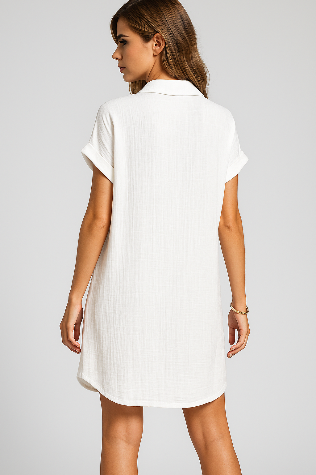 Margaret | Abito Camicetta in Vaffelbomull con Bottoni - - dress Frauen Kleider women - Concept Palermo