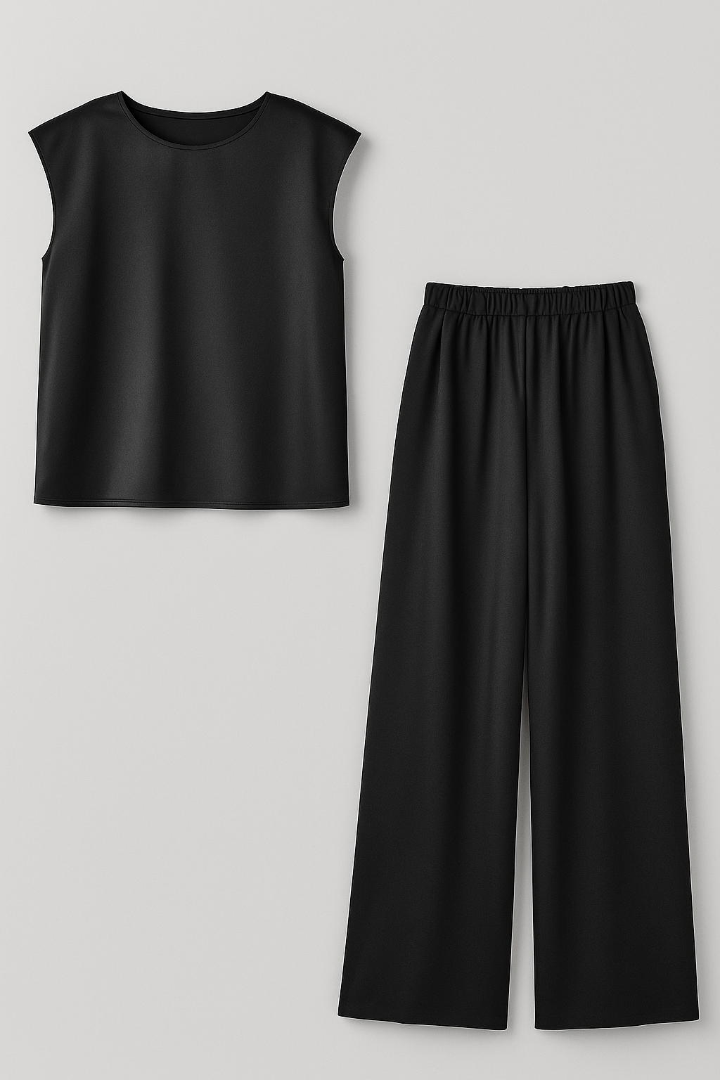 Abbey | Completo Donna Elegante Due Pezzi - Nero - abbigliamento casual elegante blusa spalle scese completo due pezzi eleganza donna moda femminile outfit moda pantaloni ampi set sofisticato Silka leggero vestiti per ogni occasione - Concept Palermo