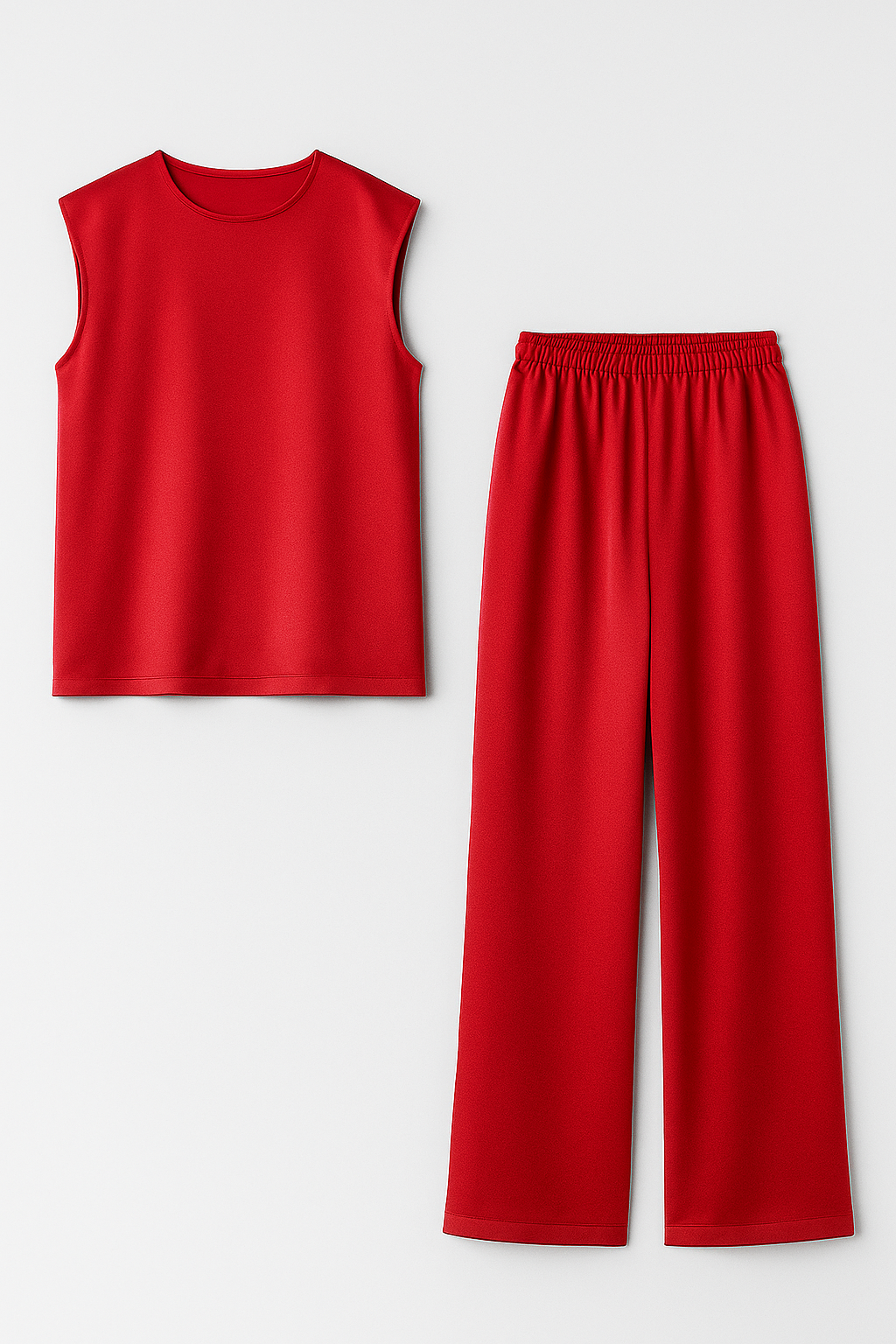 Abbey | Completo Donna Elegante Due Pezzi - Rosso - abbigliamento casual elegante blusa spalle scese completo due pezzi eleganza donna moda femminile outfit moda pantaloni ampi set sofisticato Silka leggero vestiti per ogni occasione - Concept Palermo