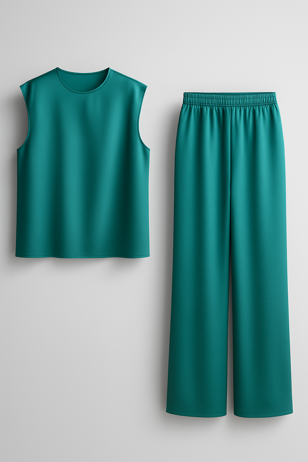 Abbey | Completo Donna Elegante Due Pezzi - Turchese - abbigliamento casual elegante blusa spalle scese completo due pezzi eleganza donna moda femminile outfit moda pantaloni ampi set sofisticato Silka leggero vestiti per ogni occasione - Concept Palermo