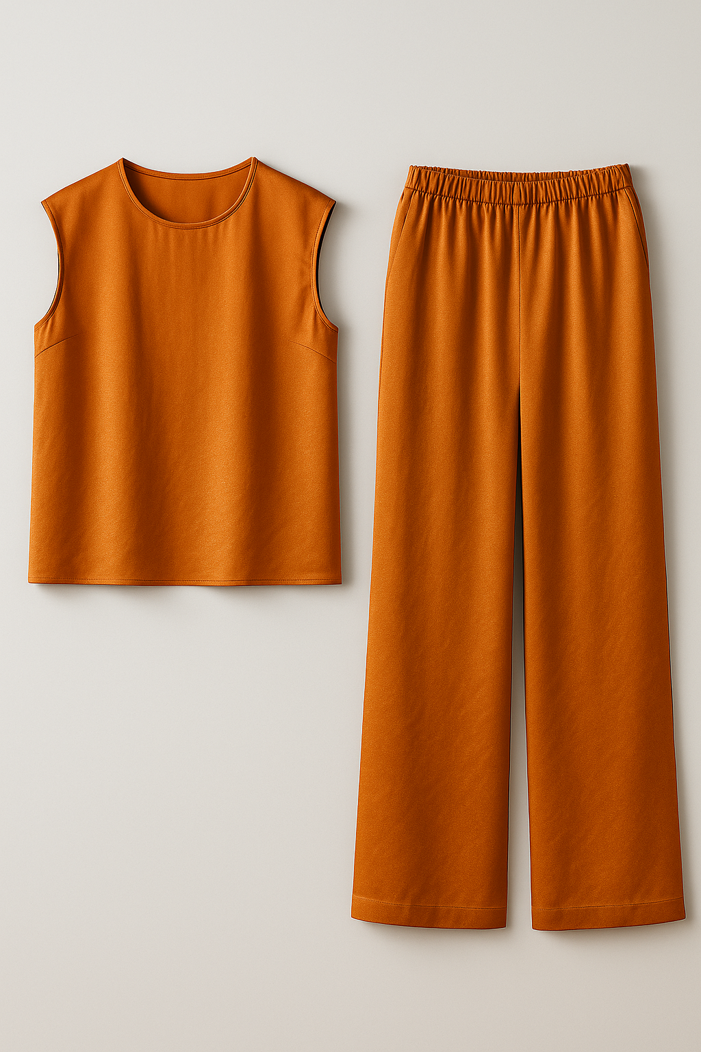 Abbey | Completo Donna Elegante Due Pezzi - Corallo - abbigliamento casual elegante blusa spalle scese completo due pezzi eleganza donna moda femminile outfit moda pantaloni ampi set sofisticato Silka leggero vestiti per ogni occasione - Concept Palermo