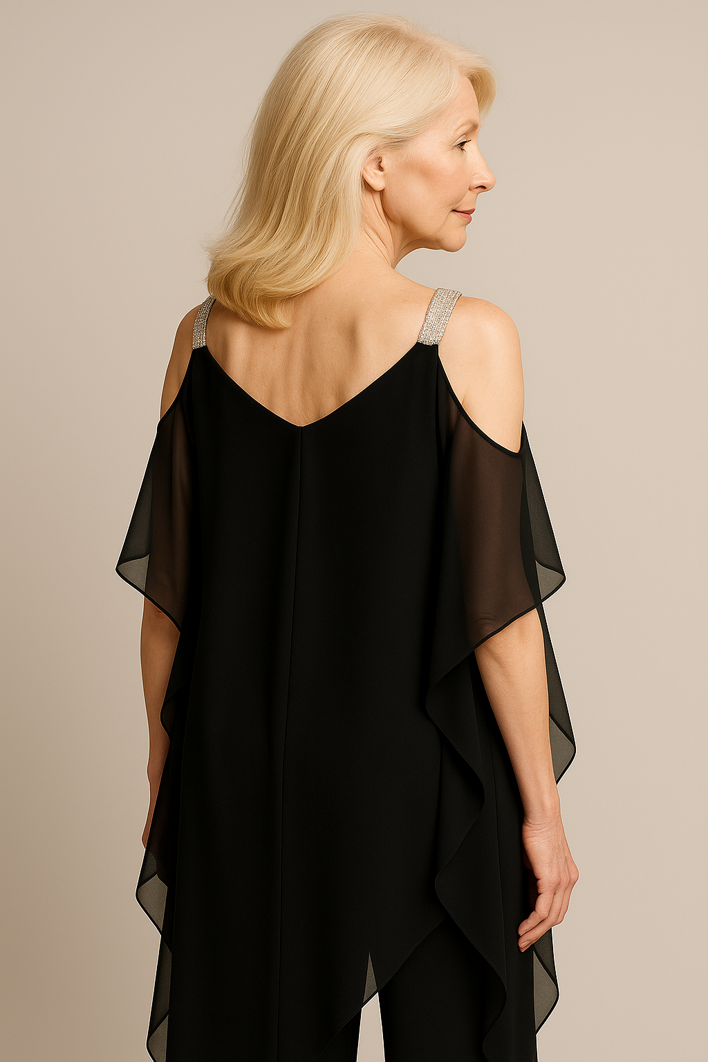 Malta | Tuta Elegante Donna Asimmetrica Cerimonia - - abbigliamento asimmetrico cerniera posteriore outfit sofisticato tuta alla moda tuta con copertura tuta elegante tuta in velo tuta moda tuta per occasioni speciali vestito per eventi - Concept Palermo