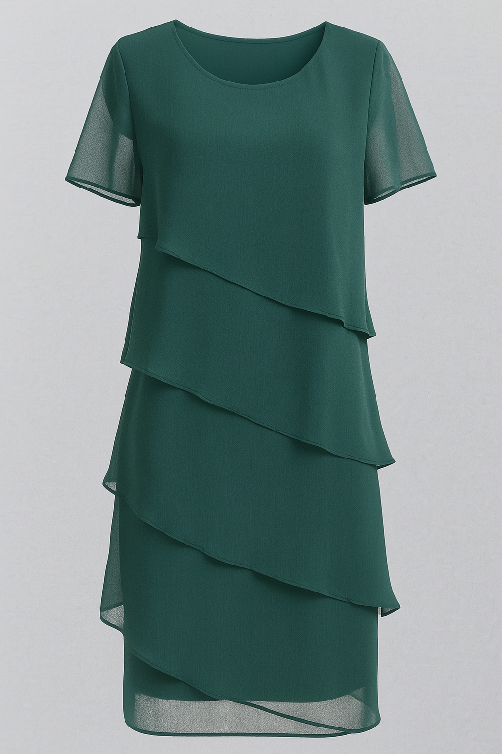 Liana | Elegante abito in chiffon con look a strati in colori raffinati - Verde - dress dress woman female dress Women Dress - Concept Palermo