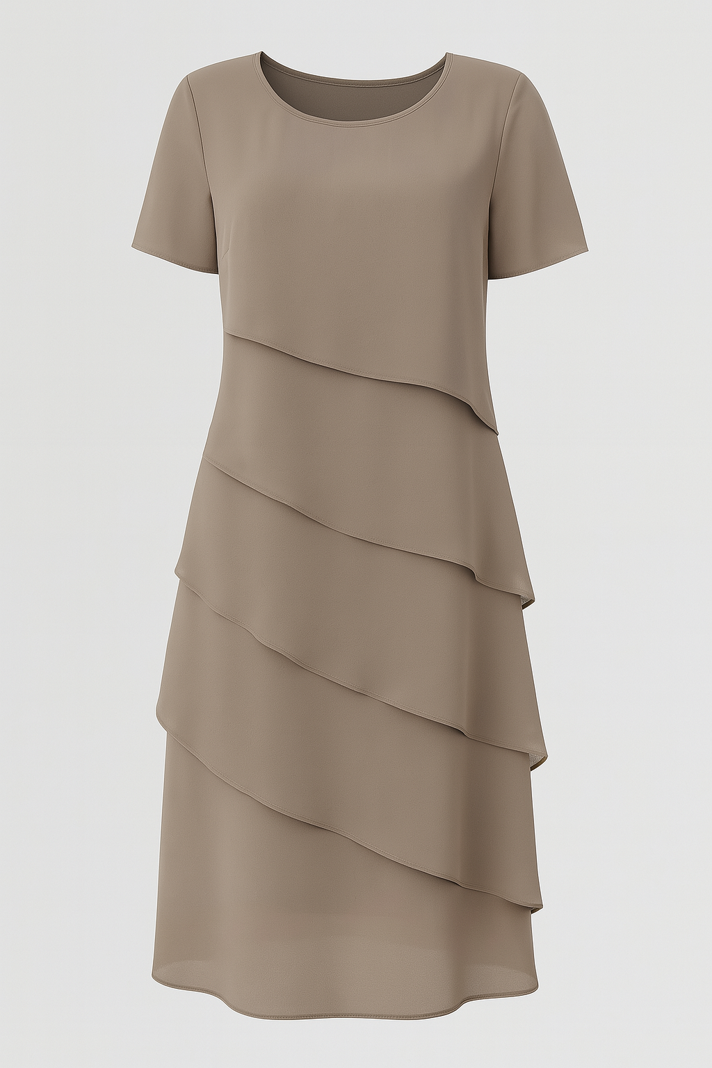 Liana | Elegante abito in chiffon con look a strati in colori raffinati - Cachi - dress dress woman female dress Women Dress - Concept Palermo