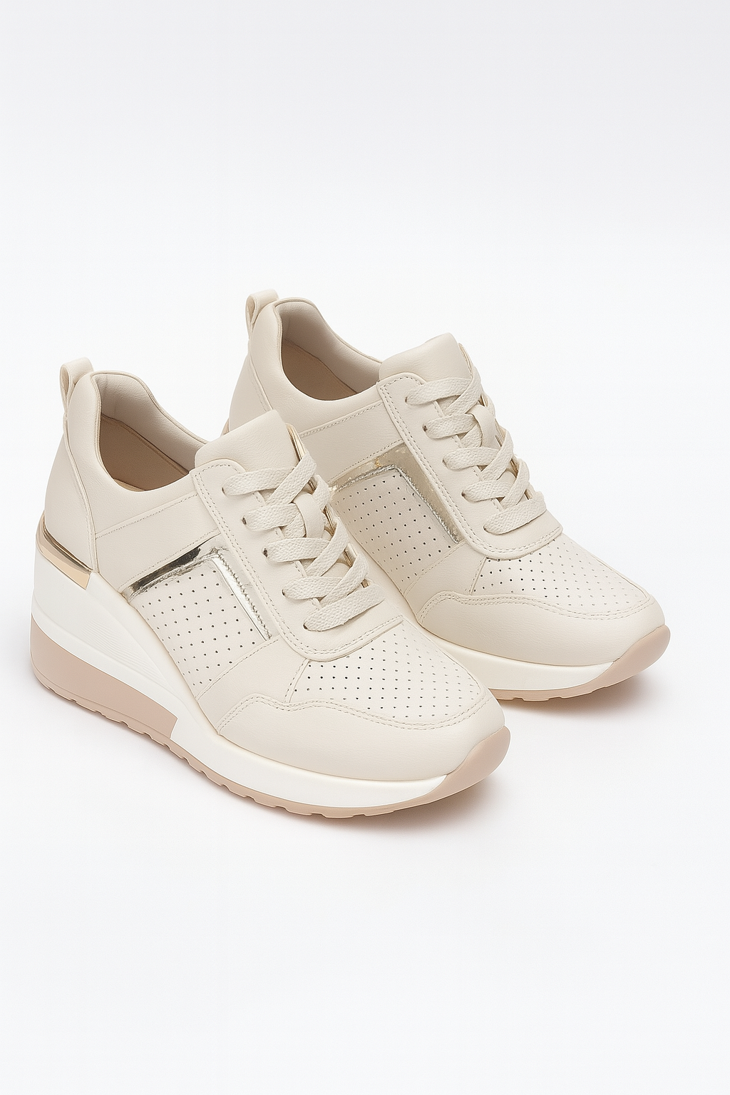 Robert | Eleganti sneakers da donna con tacco a zeppa, dettagli metallici e suola comoda - Bianca - Fashion female-ai Schuhe shoes women - Concept Palermo
