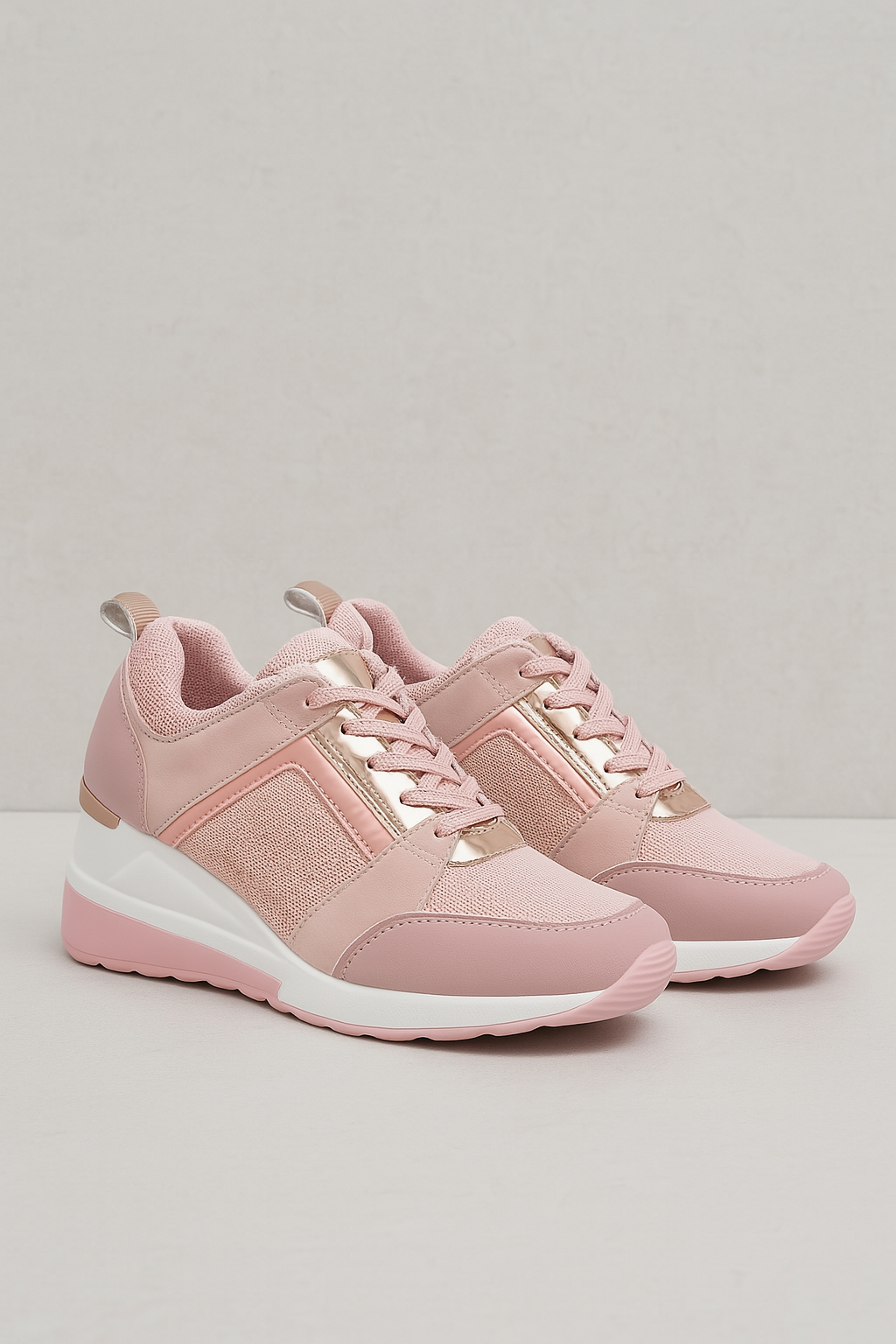 Robert | Eleganti sneakers da donna con tacco a zeppa, dettagli metallici e suola comoda - Rosa - Fashion female-ai Schuhe shoes women - Concept Palermo