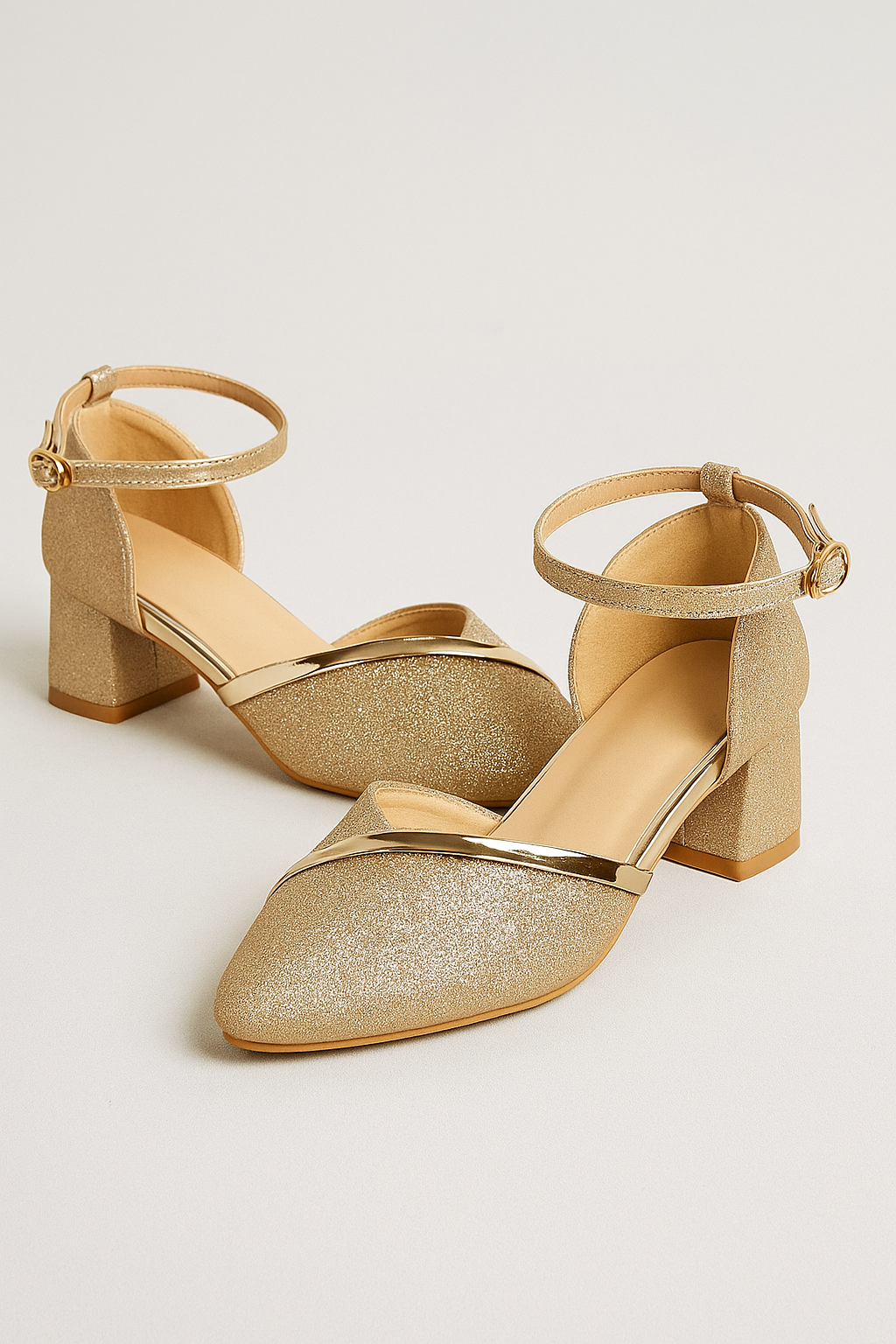 Helena | Scarpe décolleté eleganti con tacco blocco in colori raffinati - Oro - Frauen Sandalen Summer - Concept Palermo