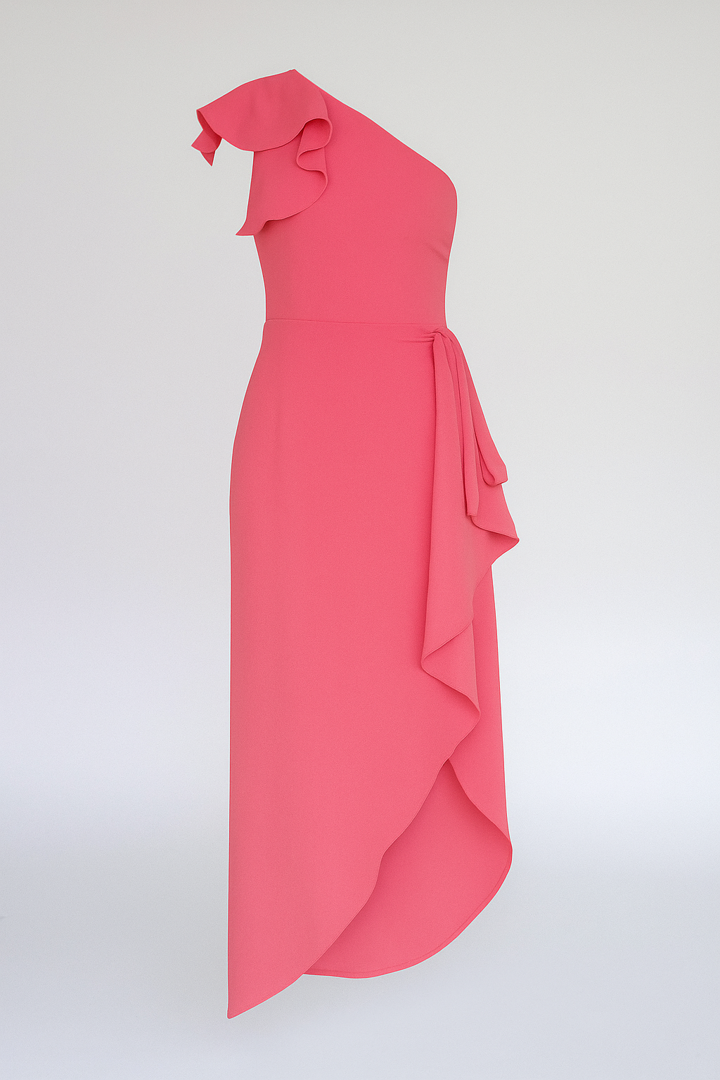 Sole | Abito Donna Asimmetrico Elegante con Rouches - Rosa - abito asimmetrico abito con rouches abito spalla unica abito versatile design irregolare look elegante moda femminile silhouette taillèe tessuto di alta qualità vestito per eventi formali - Concept Palermo