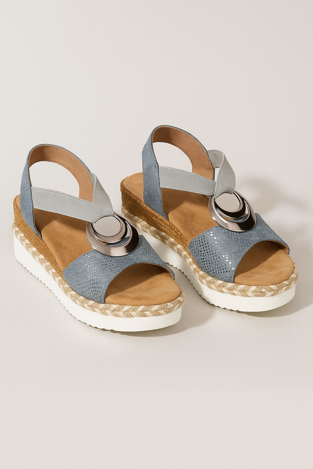 Briella | Sandali con Platforme e Fascia Lenta Elastica e Anello Metallizzato - Blu - - Concept Palermo