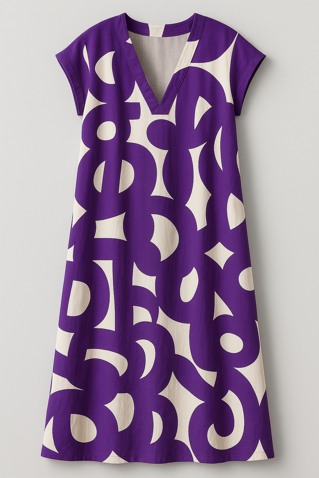 Vicki | Abito Donna Maxy Elegante con Stampa Astratta - Porpora - abito estivo abito lungo abito maxy materiale leggero moda femminile scollatura a V stampa astratta stile artistico taglie disponibili vestibilità comoda - Concept Palermo