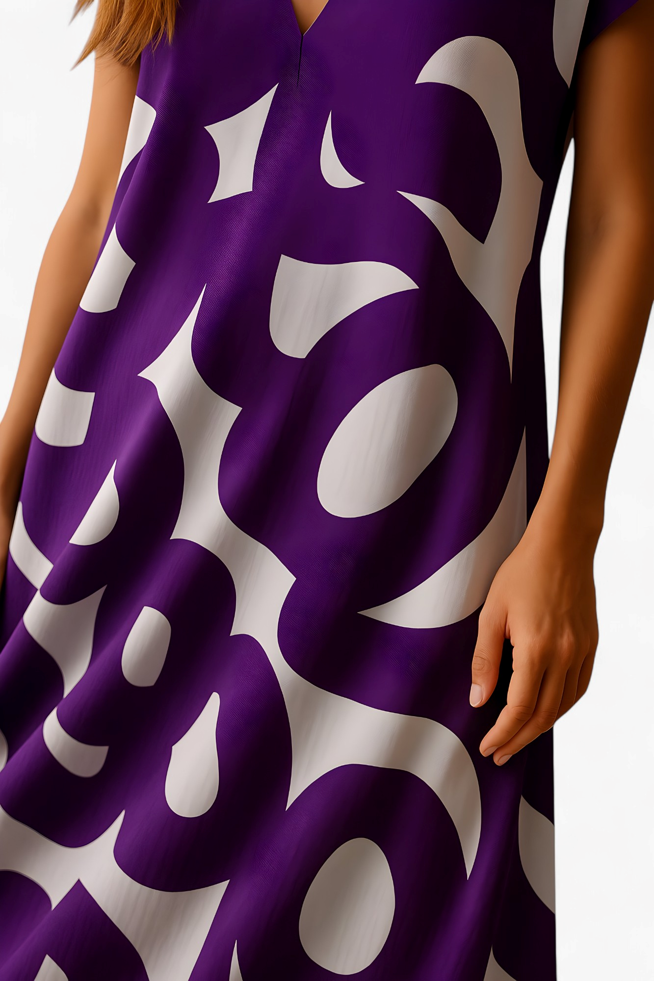 Vicki | Abito Donna Maxy Elegante con Stampa Astratta - - abito estivo abito lungo abito maxy materiale leggero moda femminile scollatura a V stampa astratta stile artistico taglie disponibili vestibilità comoda - Concept Palermo