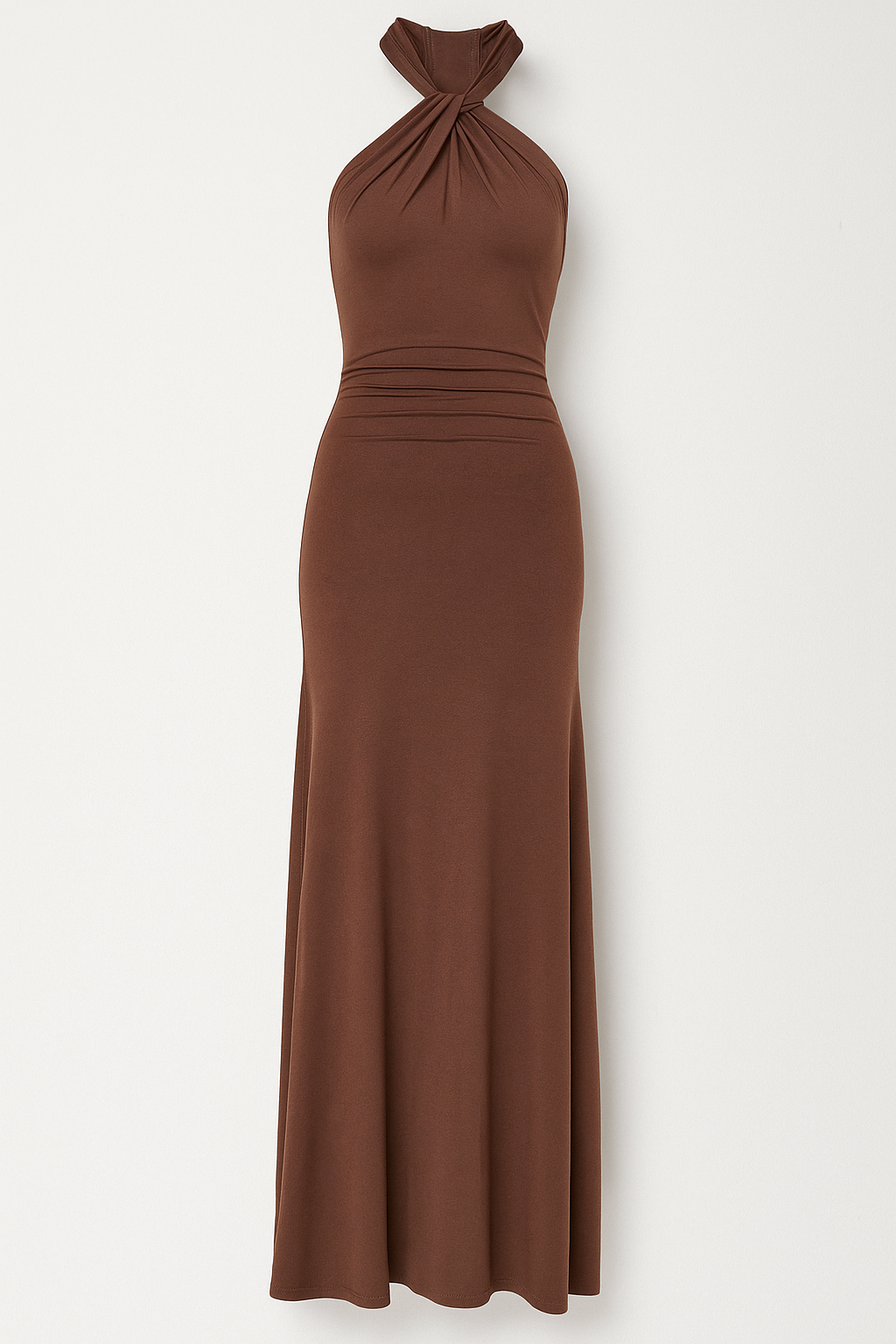 Isabel | Abito Maxi Elegante con Scollo All’Americana - Marrone - abbigliamento serale abito aderente abito maxi elegante look sofisticato moda donna outfit da matrimonio scollo all'americana stile elegante tessuto elasticizzato vestito da cerimonia - Concept Palermo