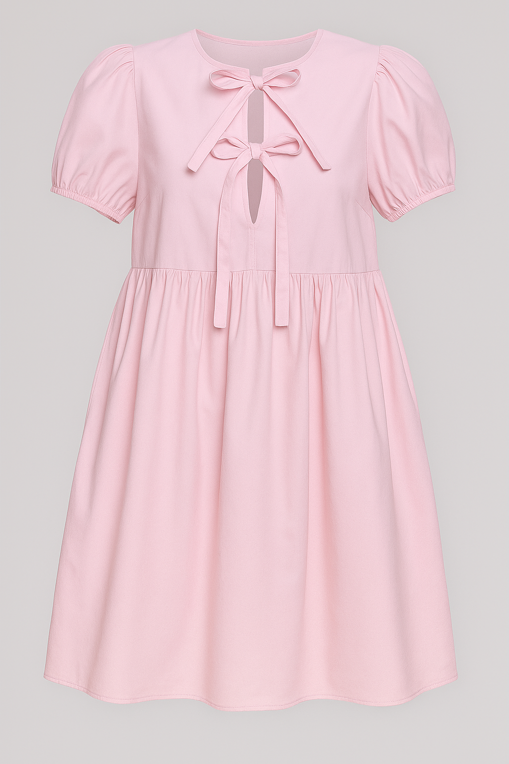 Loretta | Abito Elegante Donna con Maniche a Palloncino - Rosa - abito casual abito chic abito da festa abito elegante fiocco anteriore maniche a palloncino moda femminile stile versatile tessuto traspirante varianti di colore - Concept Palermo