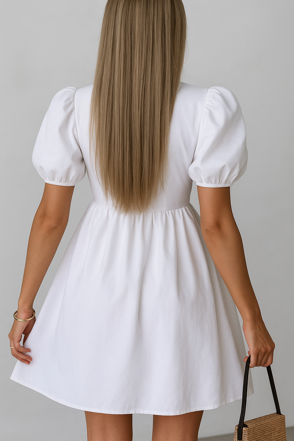 Loretta | Abito Elegante Donna con Maniche a Palloncino - - abito casual abito chic abito da festa abito elegante fiocco anteriore maniche a palloncino moda femminile stile versatile tessuto traspirante varianti di colore - Concept Palermo