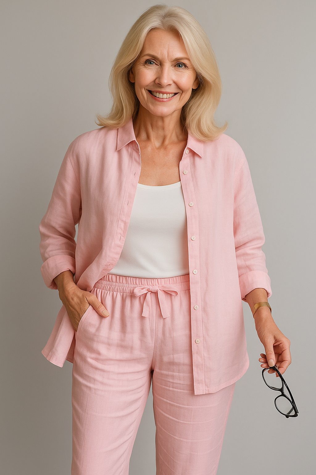 Beth | Completo Estivo Elegante in Lino e Cotone - - abbigliamento comodo abbigliamento traspirante abiti in lino camicia casual completo estivo moda rilassata outfit estivo pantaloni larghi set in lino e cotone stile naturale - Concept Palermo